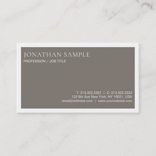 洗練されたミニマリストプレーントレンディーブラウンモダン 名刺 (正面)