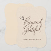 洗練されたミニマルな感謝のカード 手書きの美しい文字で サンキューカード (正面/裏面)