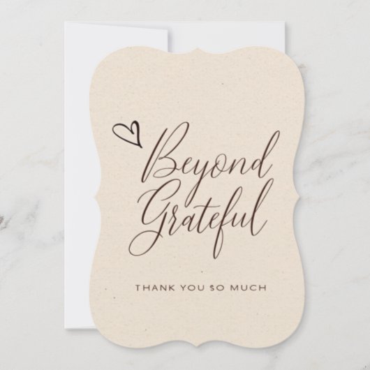 洗練されたミニマルな感謝のカード 手書きの美しい文字で サンキューカード (正面)