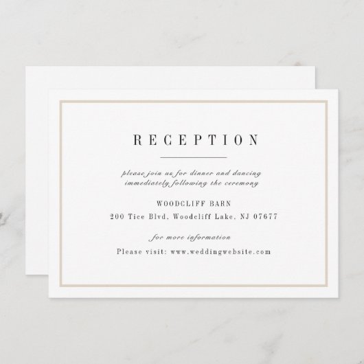 洗練されたミニマルな結婚式のレセプション 招待状 (正面/裏面)
