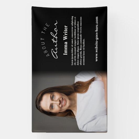 洗練されたミニマルな著者紹介の写真とプロフィール 横断幕 (縦)