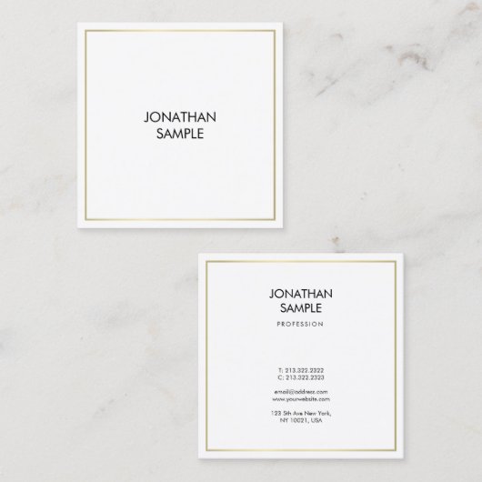 洗練されたミニマルデザイントレンディープレーン スクエア名刺 (正面/裏面)