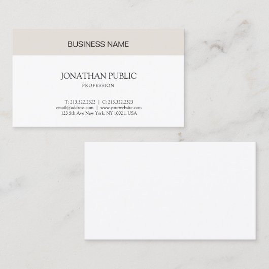 洗練されたミニマルデザイントレンディープレーン 名刺 (正面/裏面)