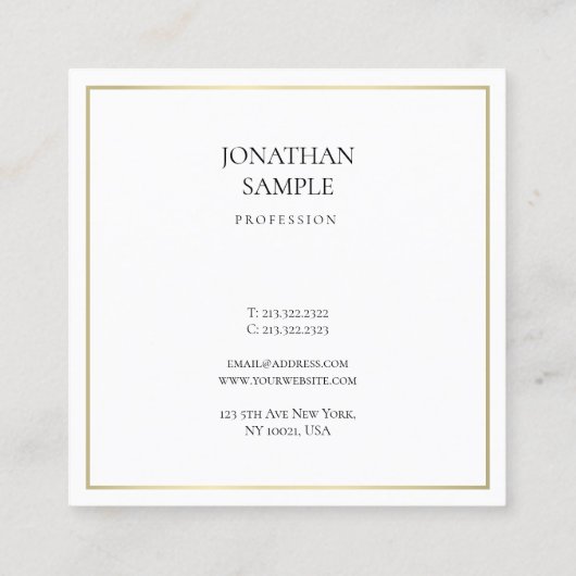 洗練されたミニマルデザインプロフェッショナルプレーン スクエア名刺 (裏面)