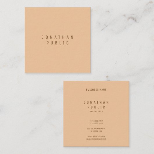 洗練されたミニマルモダンリストピーチカラートレンディー スクエア名刺 (正面/裏面)