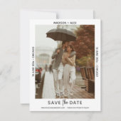 洗練されたミニマル写真日付カードを保存 セーブザデート (正面)