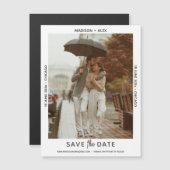 洗練されたミニマル写真日付マグネットカードを保存 (正面/裏面)