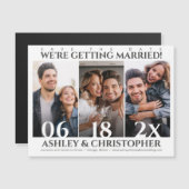 洗練されたミニマル写真日付磁石を保存 (正面/裏面)