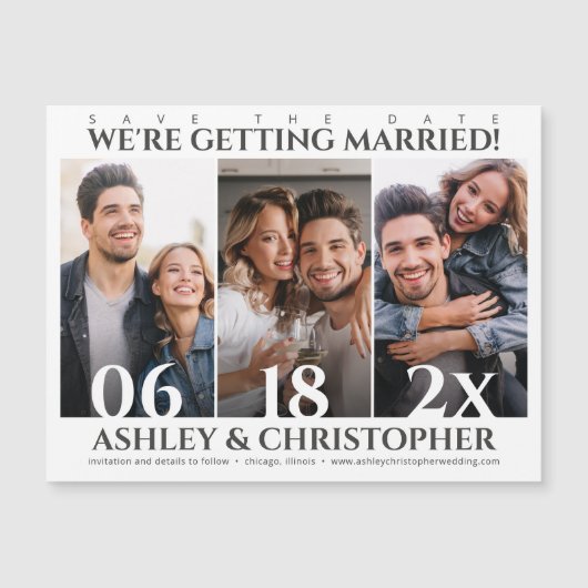 洗練されたミニマル写真日付磁石を保存 (正面)