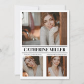 洗練されたミニマル卒業発表 案内状 (正面)