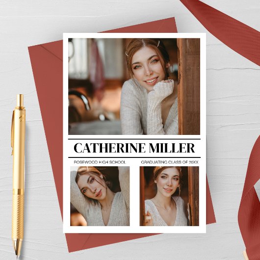 洗練されたミニマル卒業発表 案内状