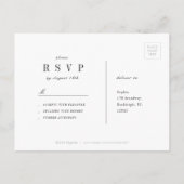 洗練されたミニマル結婚式RSVP インビテーションポストカード (裏面)