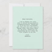 洗練されたミントグリーン写真卒業 サンキューカード (裏面)