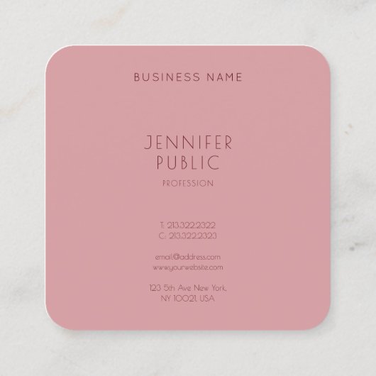 洗練されたモダンなシンプルな設計のテンプレート スクエア名刺 (裏面)