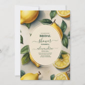 洗練されたモダンなレモン メディテレーニアンステップのウェディングシャワー 招待状 (正面)