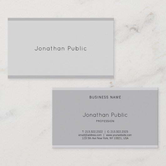 洗練されたモダンエレガントシンプルグレー平野トップ 名刺 (正面/裏面)