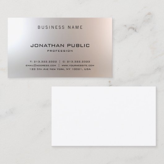 洗練されたモダンエレガントデザイングラムプレーン 名刺 (正面/裏面)