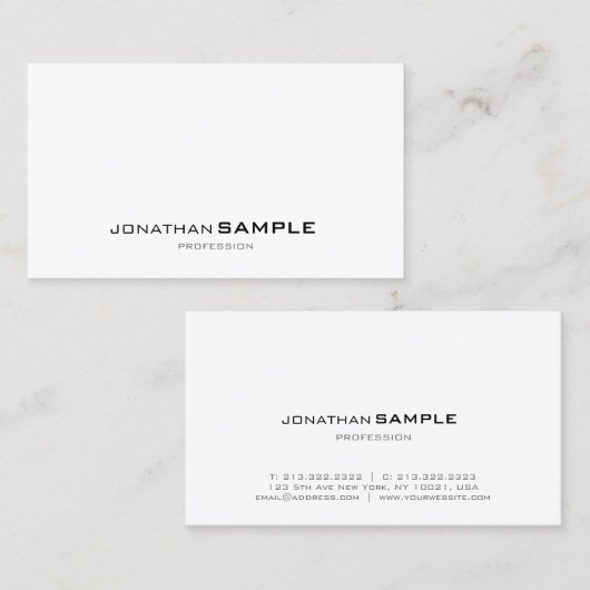 洗練されたモダンクリーンデザイントレンディーホワイト 名刺 (正面/裏面)