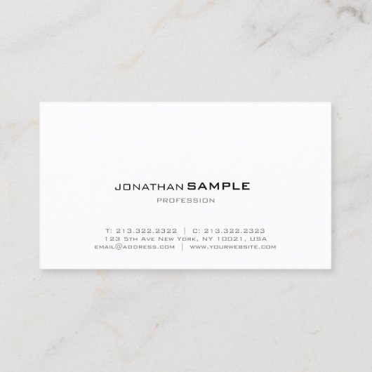 洗練されたモダンクリーンデザイントレンディーホワイト 名刺 (裏面)