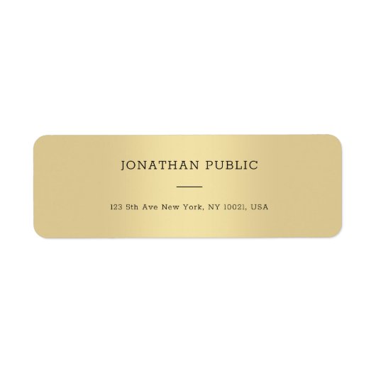 洗練されたモダンクリーン金ゴールド差出人住所 ラベル (正面)
