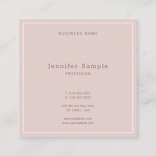 洗練されたモダンシンプルエレガントデザインプレーン スクエア名刺 (裏面)