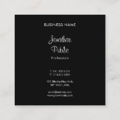 洗練されたモダンスクリプトの白黒カッコいい スクエア名刺 (裏面)