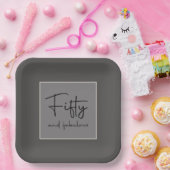 洗練されたモダンスクリプトグレーFifiture & fabuous ペーパープレート (パーティー)