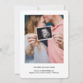 洗練されたモダンスクリプト2枚の写真 ミニマル ベビーシャワー 招待状 (裏面)