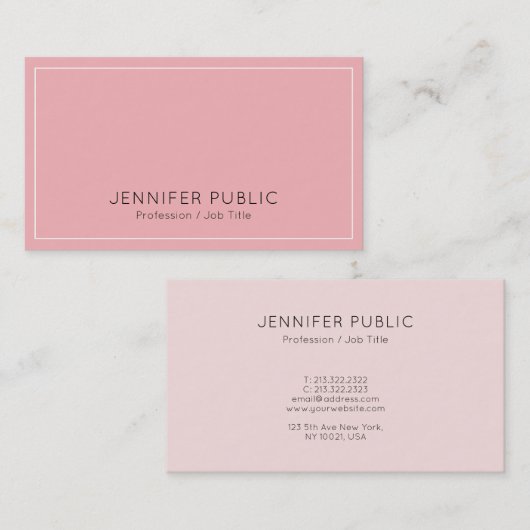 洗練されたモダンデザインプロフェッショナルピンク 名刺 (正面/裏面)