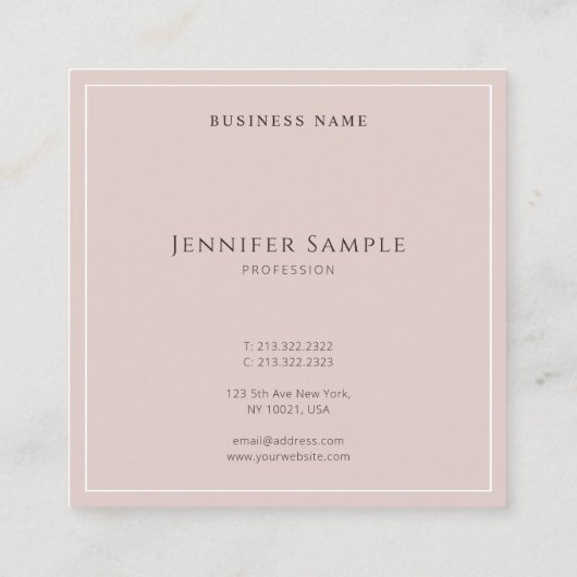 洗練されたモダントレンディーエレガントテンプレート スクエア名刺 (裏面)