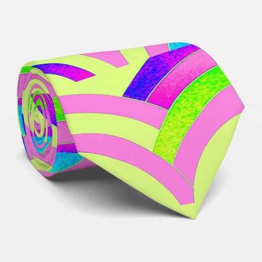 洗練されたモダンピンク色の緑の曲線の山形 ネクタイ (ロール)