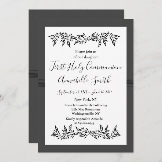 洗練されたモダンファーストホーリーコム 招待状 (正面/裏面)