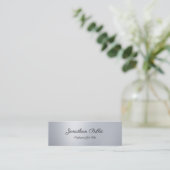 洗練されたモダンフリーハンドスクリプトシルバープレーン スキニー名刺 (スタンド正面)