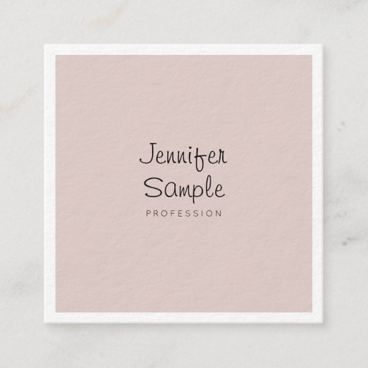 洗練されたモダンフリーハンドスクリプトラックスプレーン スクエア名刺 (正面)
