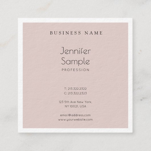 洗練されたモダンフリーハンドスクリプトラックスプレーン スクエア名刺 (裏面)