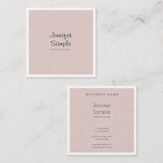 洗練されたモダンフリーハンドスクリプトラックスプレーン スクエア名刺 (正面/裏面)