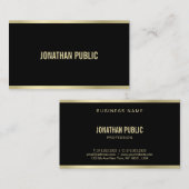 洗練されたモダンブラックと金ゴールドプロフェッショナル 名刺 (正面/裏面)