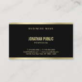 洗練されたモダンブラックと金ゴールドプロフェッショナル 名刺 (裏面)