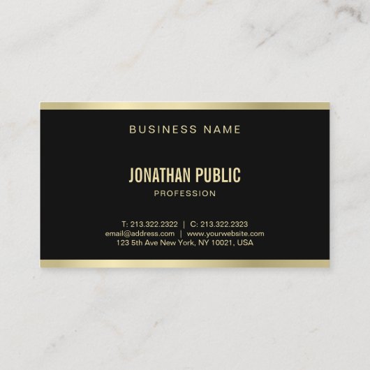 洗練されたモダンブラックと金ゴールドプロフェッショナル 名刺 (裏面)