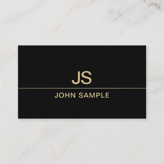 洗練されたモダンブラックと金ゴールドモノグラムラックス 名刺 (正面)