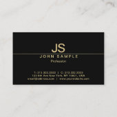 洗練されたモダンブラックと金ゴールドモノグラムラックス 名刺 (裏面)