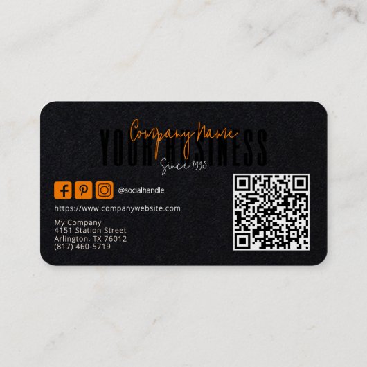 洗練されたモダンブラックオレンジ色のロゴ汎用 名刺 (裏面)