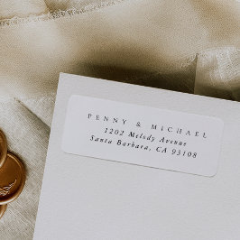 洗練されたモダンブラックオンホワイト差出人住所 ラベル