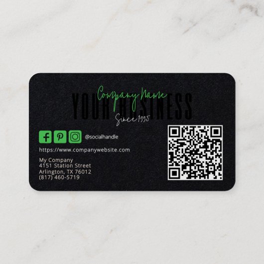 洗練されたモダンブラックグリーンロゴ汎用 名刺 (裏面)