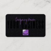 洗練されたモダンブラックパープルロゴ汎用 名刺 (正面)