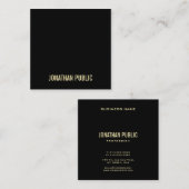 洗練されたモダンブラック金ゴールドプロフェッショナルプレーン スクエア名刺 (正面/裏面)