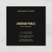 洗練されたモダンブラック金ゴールドプロフェッショナルプレーン スクエア名刺 (裏面)