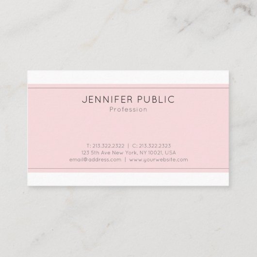 洗練されたモダンミニマルトレンディーピンクプレーン 名刺 (裏面)
