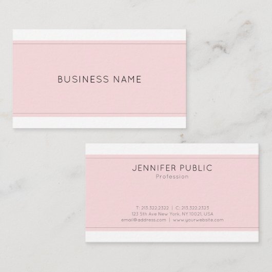 洗練されたモダンミニマルトレンディーピンクプレーン 名刺 (正面/裏面)