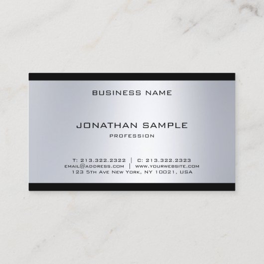 洗練されたモダンモノグラムグラマーシルバールック 名刺 (裏面)